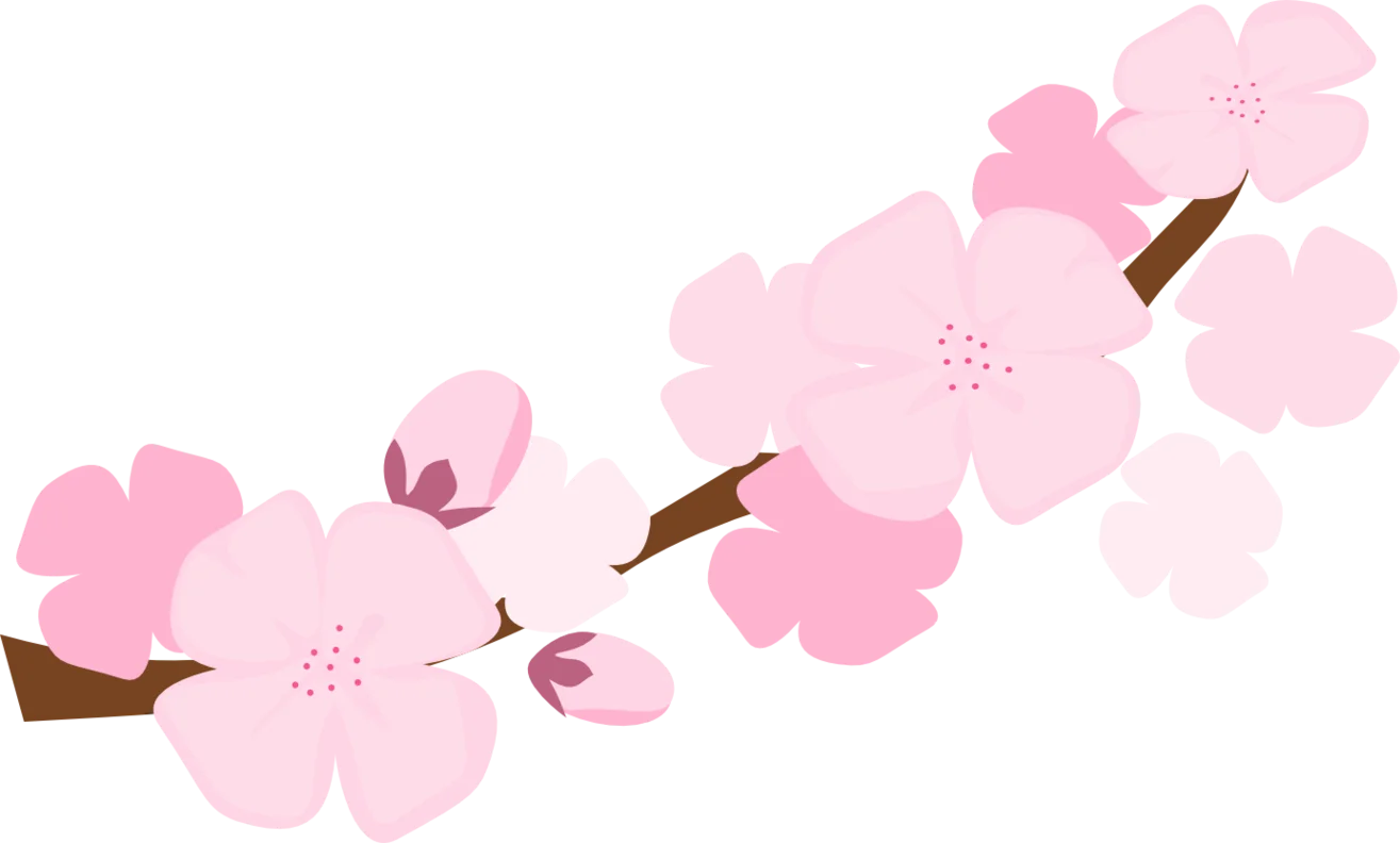 Delicate Pink Cherry Blossom Branch Clipart: Soft Springtime Floral Illustration