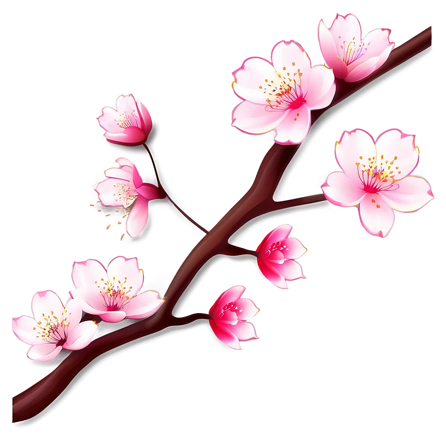 Delicate Pink Cherry Blossom Branch Watercolor Clipart Design