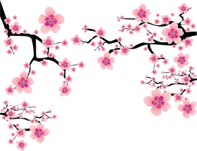 Delicate Pink Cherry Blossom Branches Clipart: Soft Springtime Floral Design