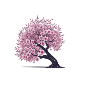 Elegant Cherry Blossom Clipart: Graceful Tree with Soft Pink Blossoms