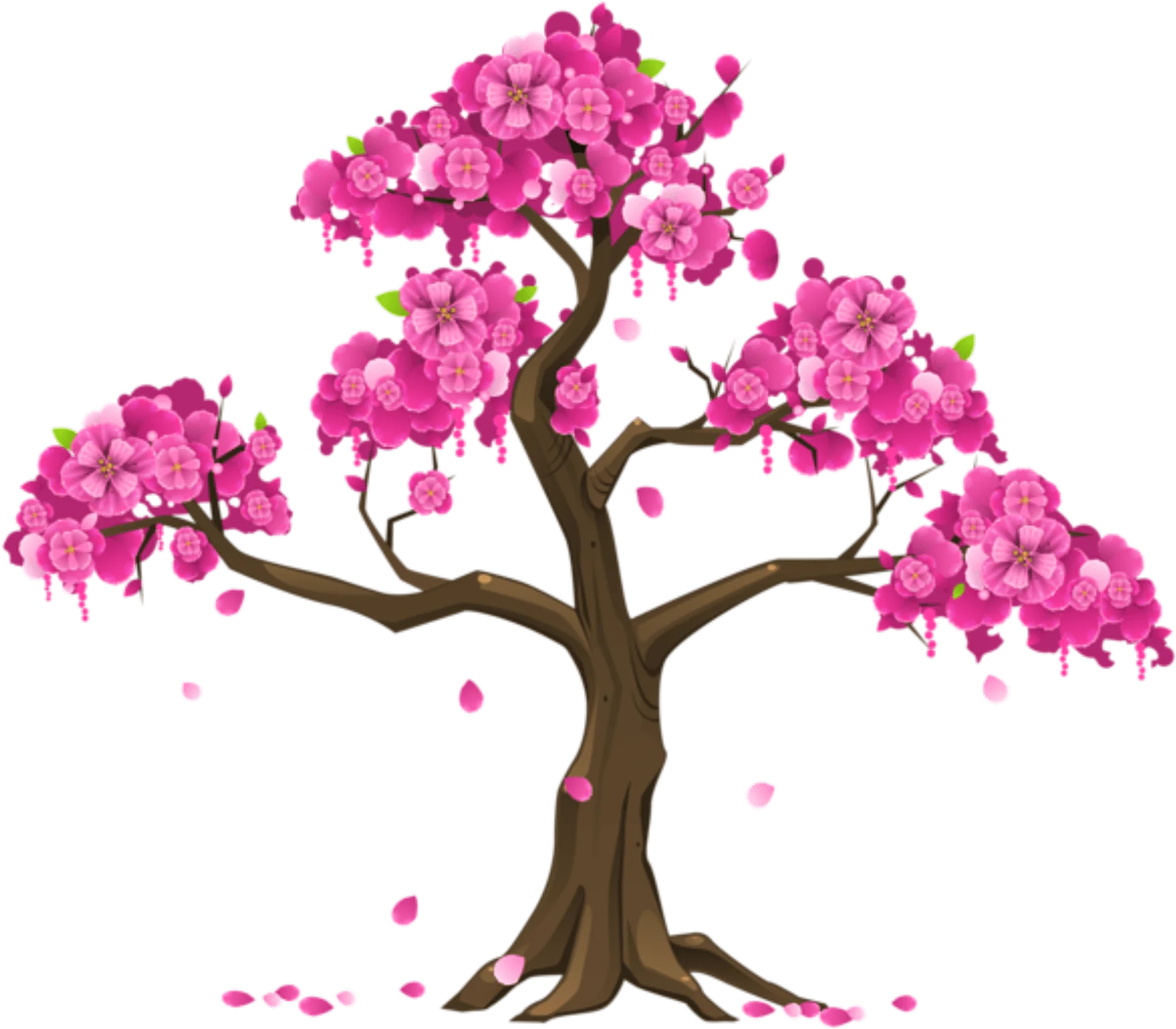Enchanting Pink Cherry Blossom Tree Clipart - A Delicate Spring Landscape Illustration