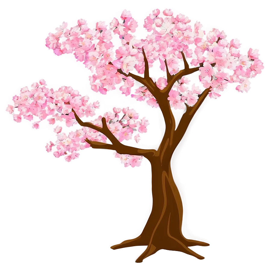 Enchanting Pink Cherry Blossom Tree Clipart - Soft Springtime Illustration