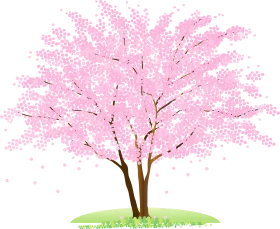 Enchanting Pink Cherry Blossom Tree Clipart - Springtime Nature Illustration