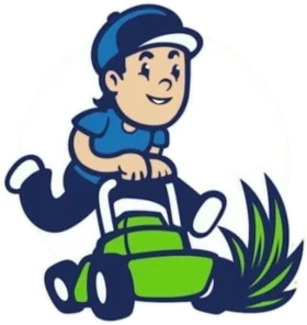 Cheerful Lawn Care Professional Riding Green Mower Clipart Illustration
