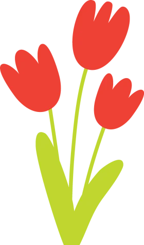 Cheerful Red Tulips Clipart: Springtime Blossoms Bursting with Color
