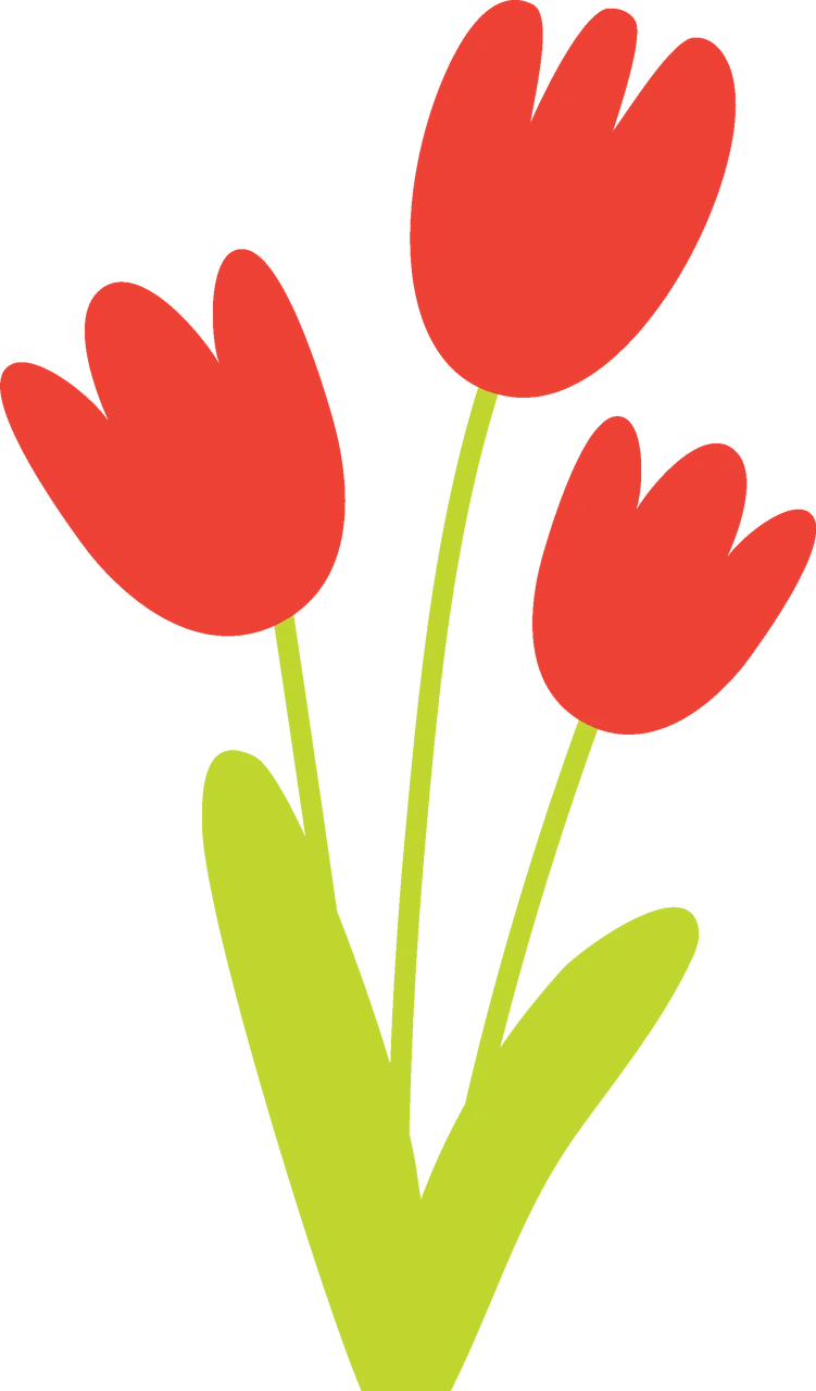 Cheerful Red Tulips Clipart: Springtime Blossoms Bursting with Color