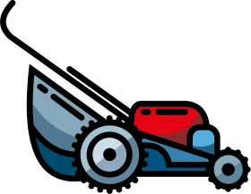 Classic Blue and Red Lawn Mower Simplified Clipart Design for Gardening Enthusiasts