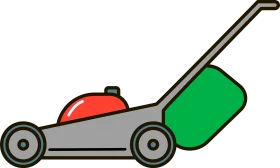 Classic Green and Red Push Lawn Mower Simplified Clipart Design