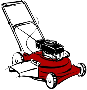 Classic Red Push Lawn Mower Clipart - Garden Maintenance Illustration