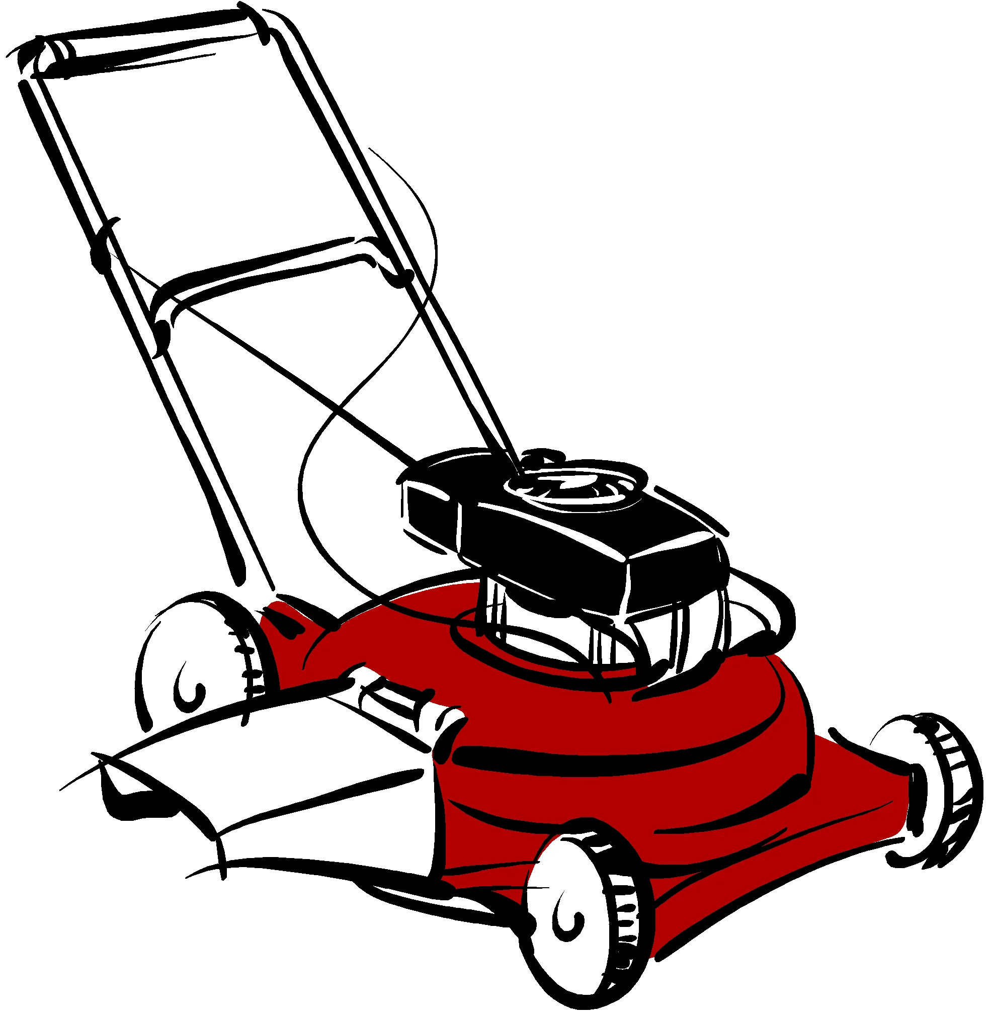 Classic Red Push Lawn Mower Clipart - Garden Maintenance Illustration