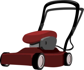 Classic Red Push Lawn Mower Clipart - Simple Garden Equipment Illustration
