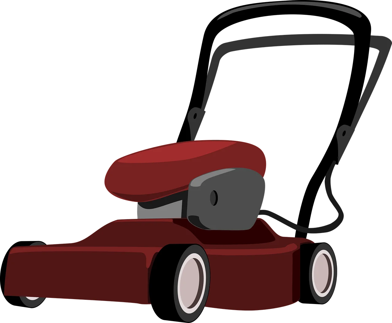 Classic Red Push Lawn Mower Clipart - Simple Garden Equipment Illustration