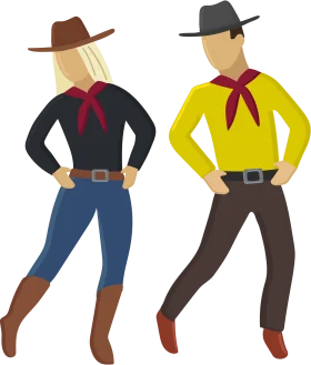 Classic Western Cowboy and Cowgirl Silhouettes Stylish Clipart Design
