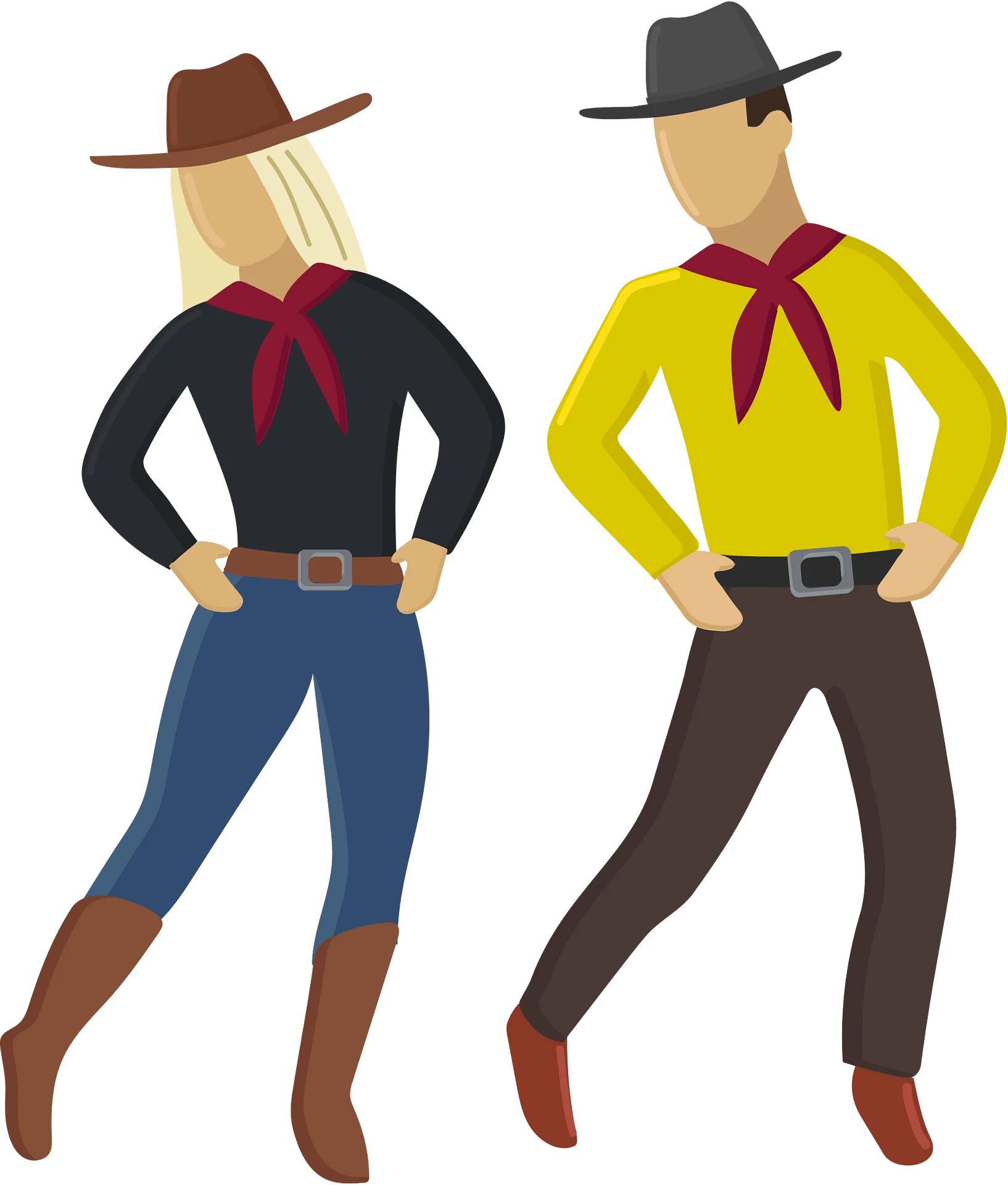 Classic Western Cowboy and Cowgirl Silhouettes Stylish Clipart Design
