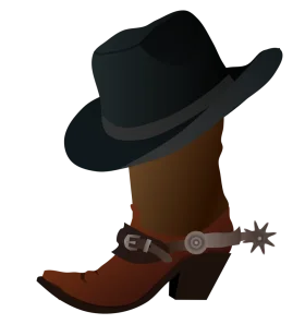 Classic Western Cowboy Gear Illustration: Hat and Boot Clipart Design