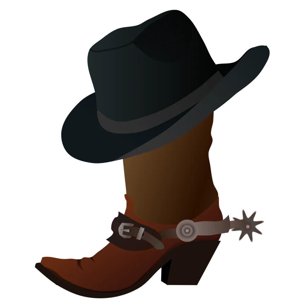 Classic Western Cowboy Gear Illustration: Hat and Boot Clipart Design