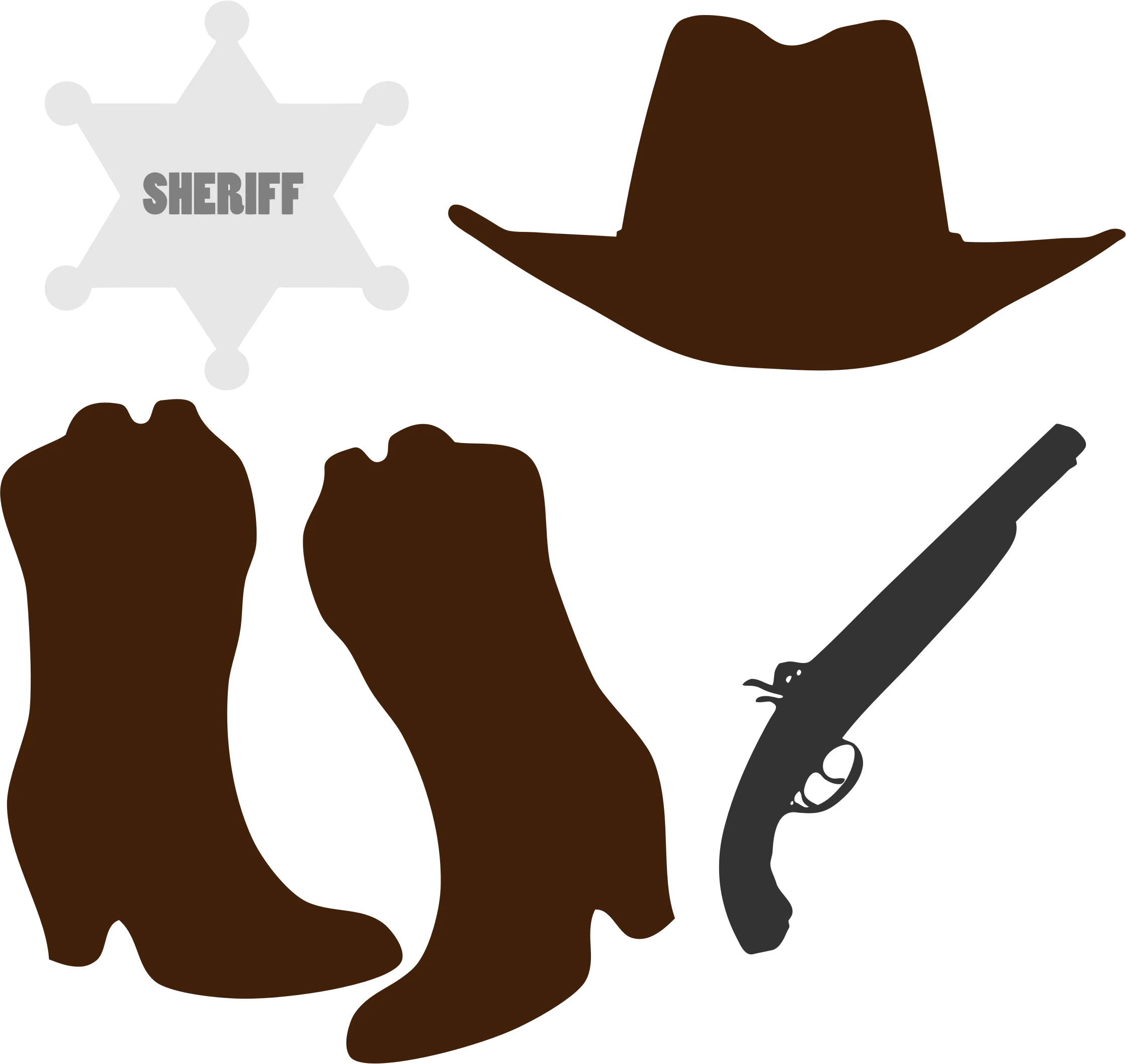 Classic Western Sheriff Silhouettes Vintage Cowboy Clipart Collection