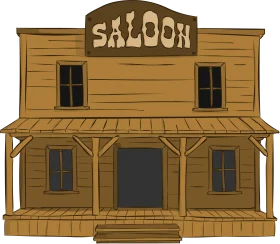 Classic Wild West Wooden Saloon Clipart Illustration in Rustic Brown Tones