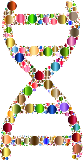 Colorful Genomic Helix Mosaic: A Kaleidoscopic DNA Clipart Composition