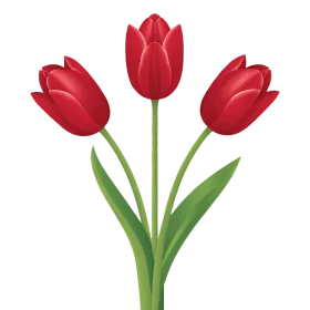 Elegant Red Tulips Clipart: A Trio of Blooming Spring Flowers in Perfect Symmetry