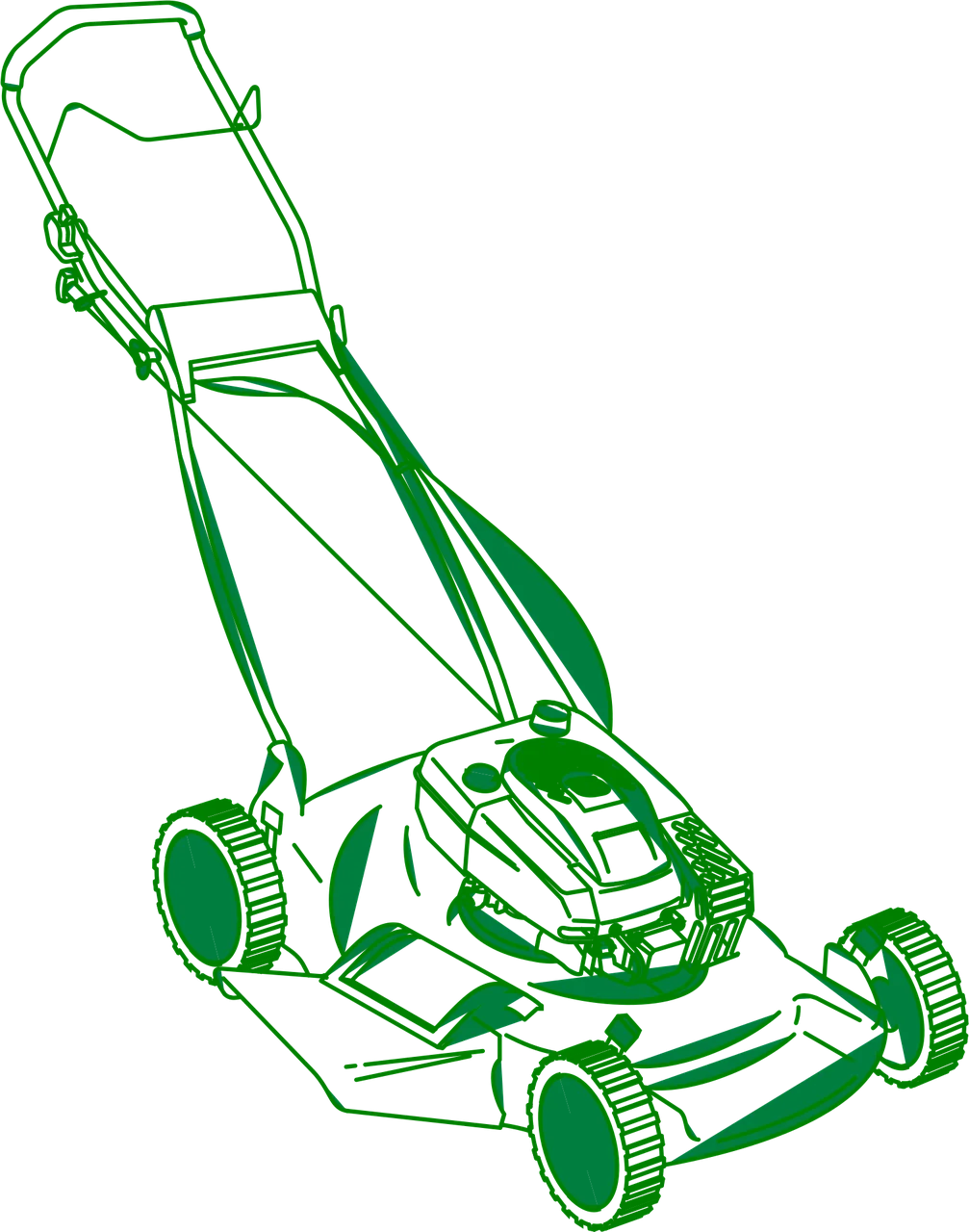 Green Lawn Mower Clipart Illustration - Precision Grass Cutting Machine Design