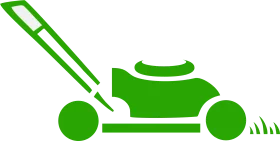 Green Lawn Mower Clipart - Stylized Grass Cutting Machine Silhouette Design