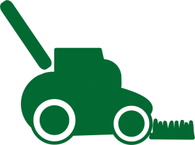 Green Lawn Mower Silhouette Clipart - Simple Garden Equipment Graphic Design