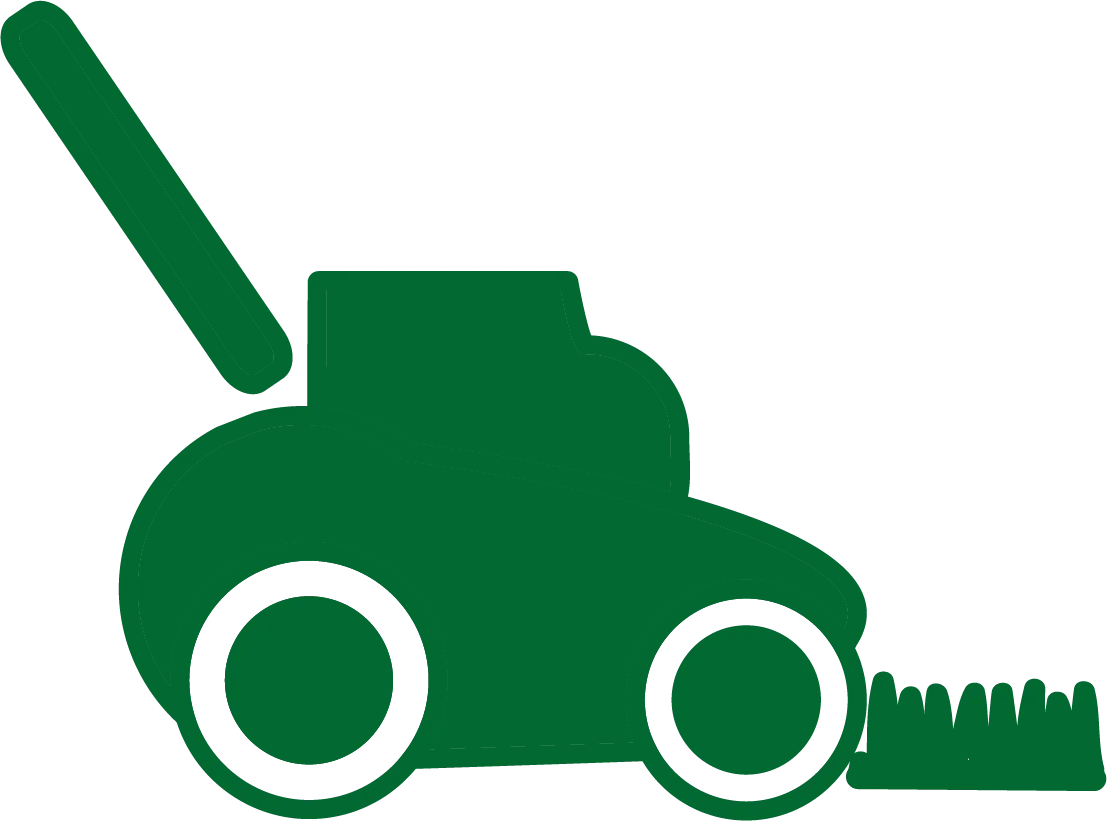 Green Lawn Mower Silhouette Clipart - Simple Garden Equipment Graphic Design