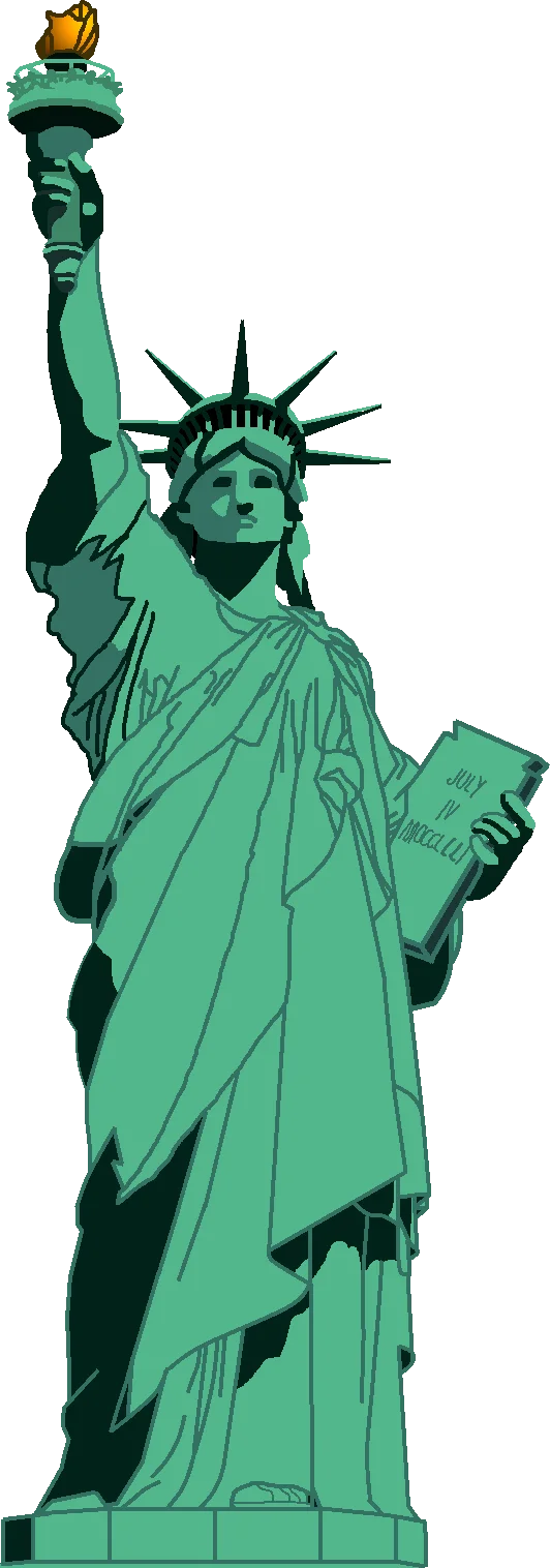 Iconic Green Statue of Liberty Clipart Symbolizing Freedom and American Heritage