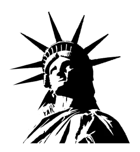 Iconic Statue of Liberty Silhouette Clipart - Bold Black and White Design