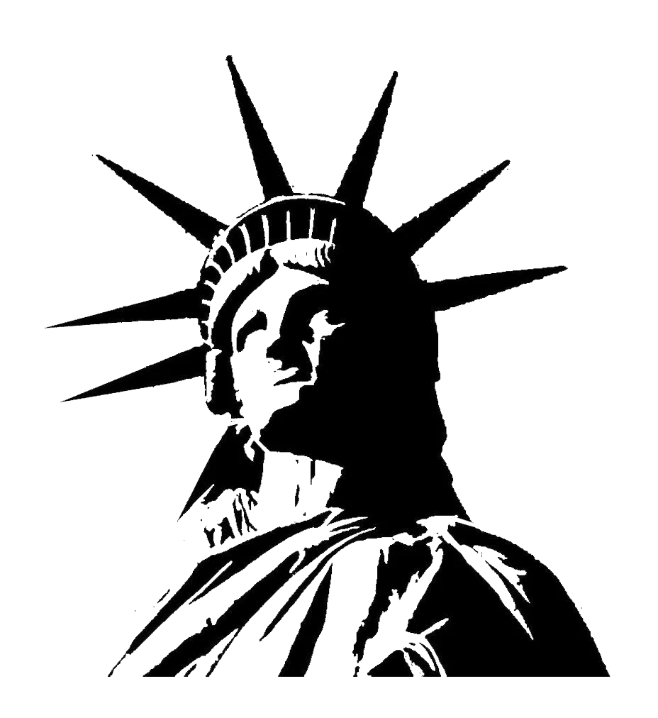 Iconic Statue of Liberty Silhouette Clipart - Bold Black and White Design
