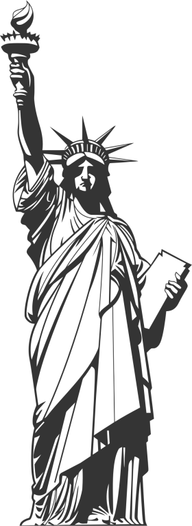 Iconic Statue of Liberty Silhouette Clipart - Symbol of Freedom and Hope