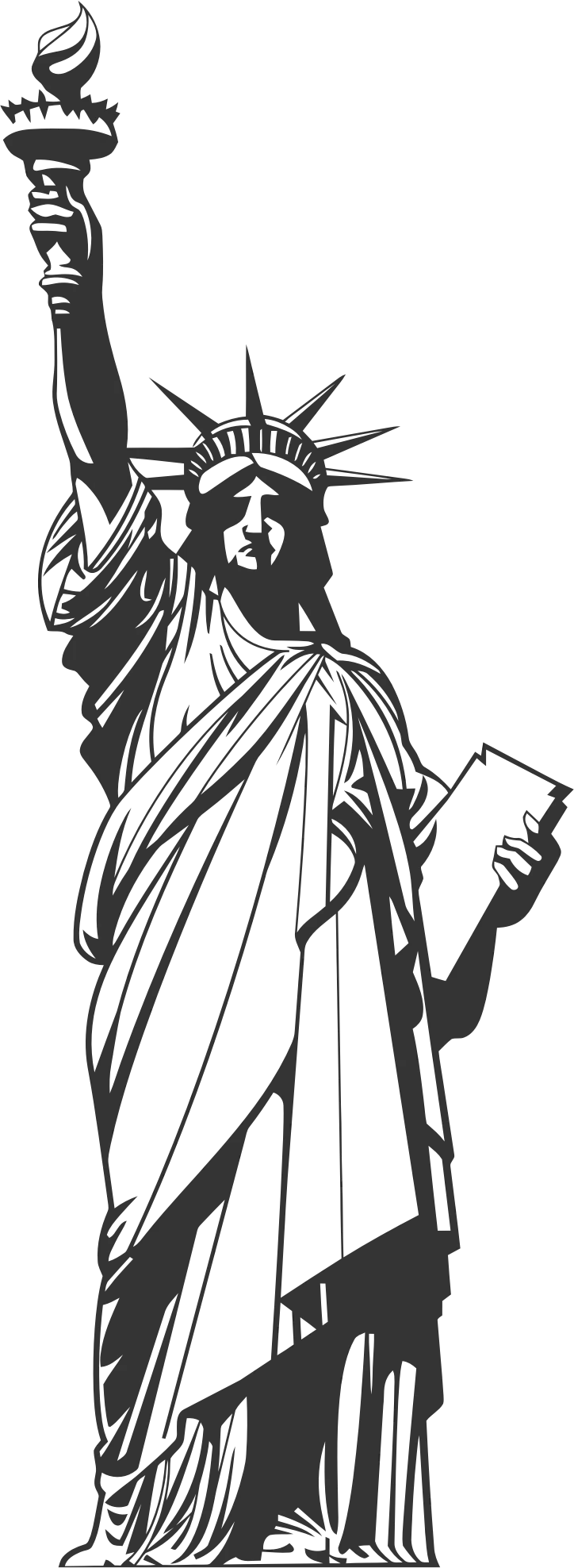 Iconic Statue of Liberty Silhouette Clipart - Symbol of Freedom and Hope