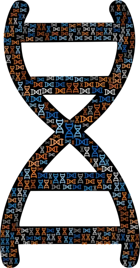 Intricate DNA Double Helix Molecular Structure Clipart Design in Blue and Orange