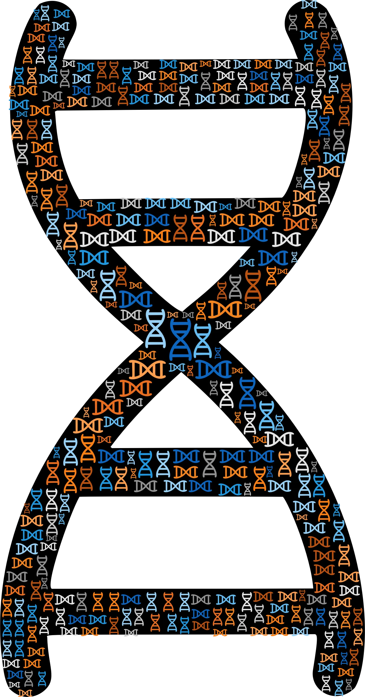 Intricate DNA Double Helix Molecular Structure Clipart Design in Blue and Orange