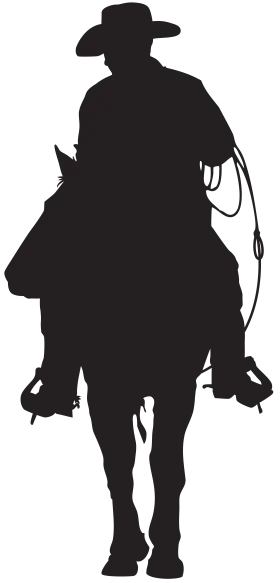 Lone Cowboy Silhouette Western Clipart - Rustic Rider on Horseback