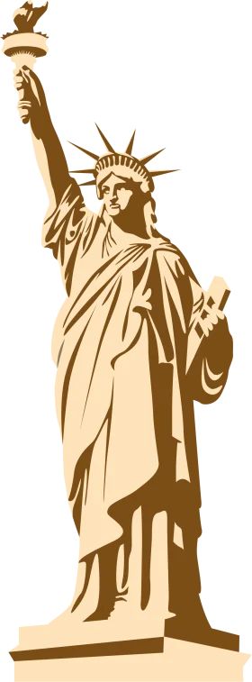Majestic Sepia-Toned Statue of Liberty Monochrome Clipart Design