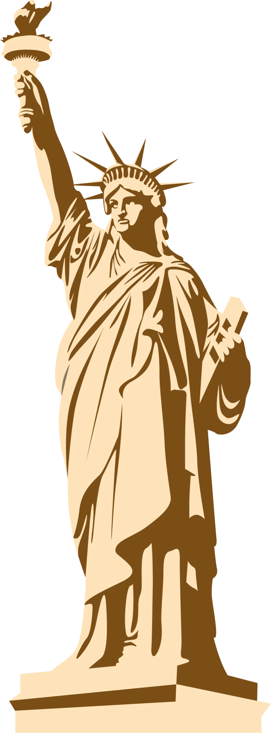 Majestic Sepia-Toned Statue of Liberty Monochrome Clipart Design