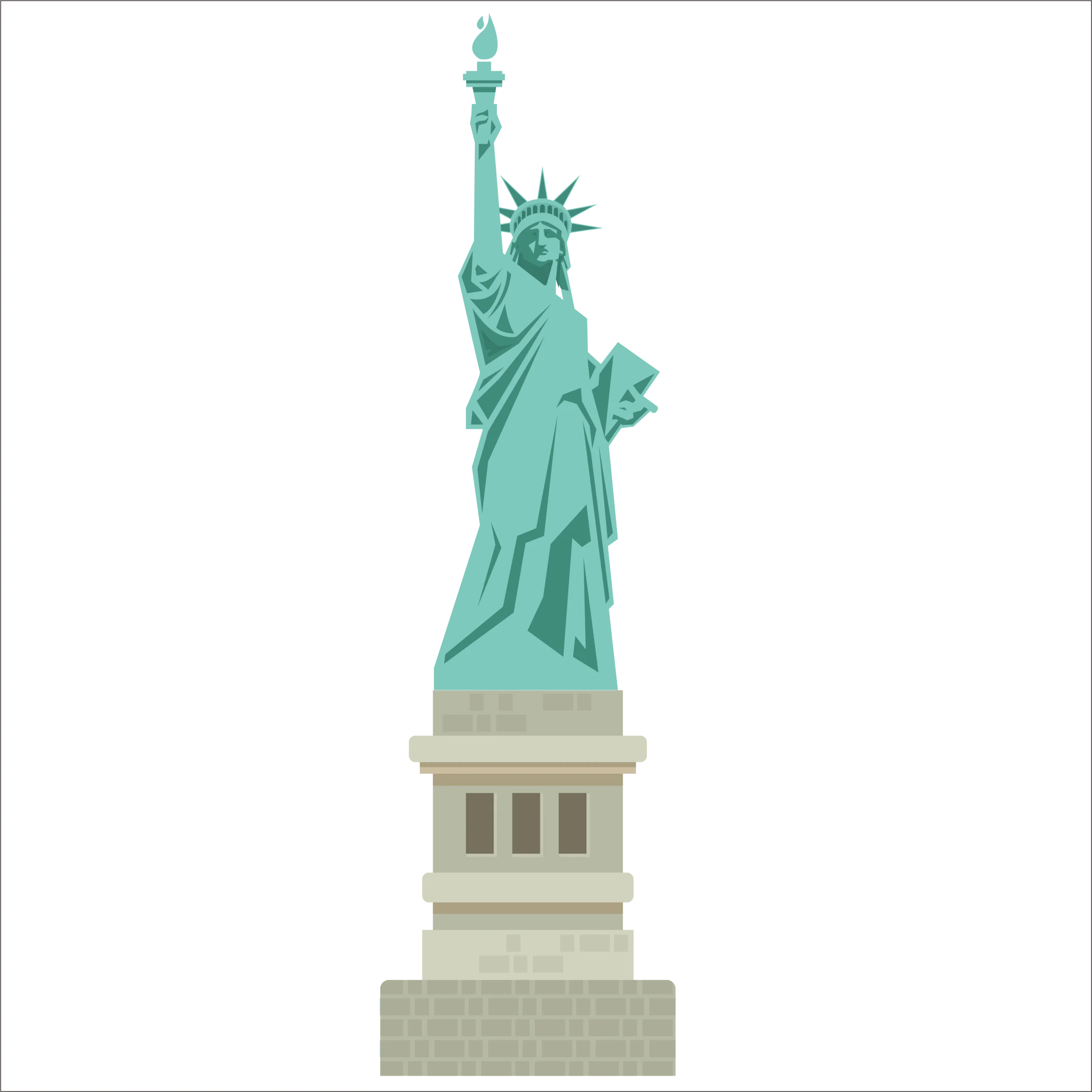 Minimalist Statue of Liberty Clipart Illustration - Iconic New York Symbol
