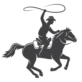 Monochrome Western Cowboy Rider Silhouette Clipart Design Illustration
