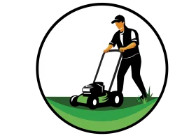 Professional Landscaper Cutting Grass with Lawn Mower Precision Clipart Design