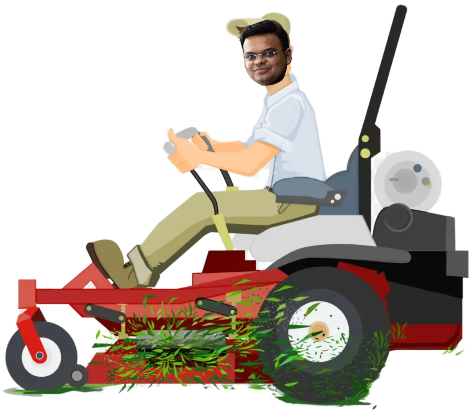 Professional Landscaper Riding Zero-Turn Lawn Mower Cartoon Clipart Illustration