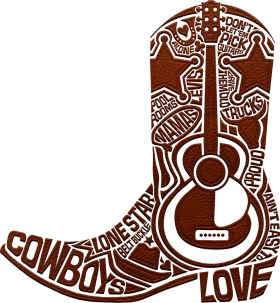 Rustic Western Cowboy Love Guitar and Boot Typographic Clipart Design