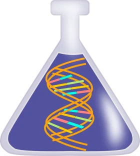 Scientific Laboratory Glassware with Stylized DNA Double Helix Molecular Clipart Illustration