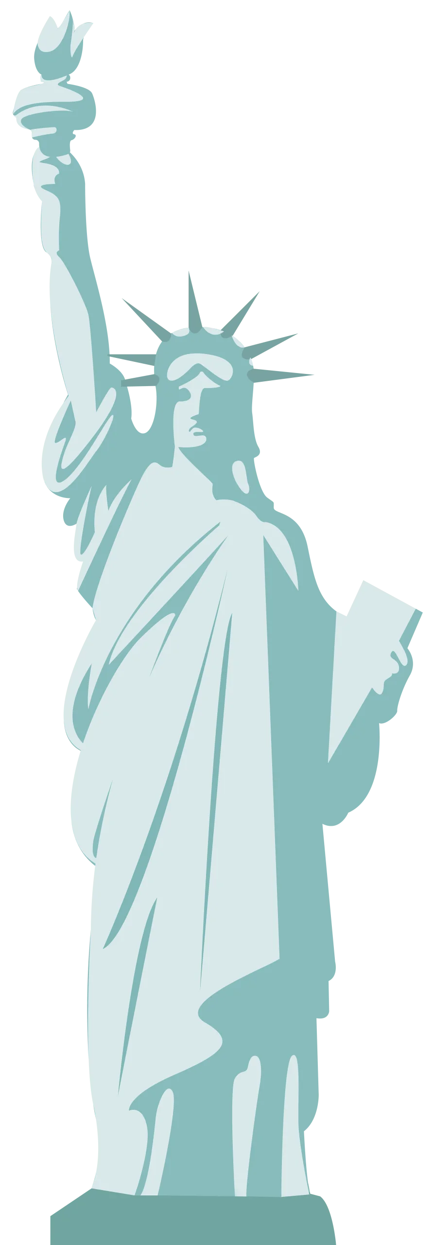 Serene Statue of Liberty Clipart - Symbol of Freedom and Hope in Muted Teal