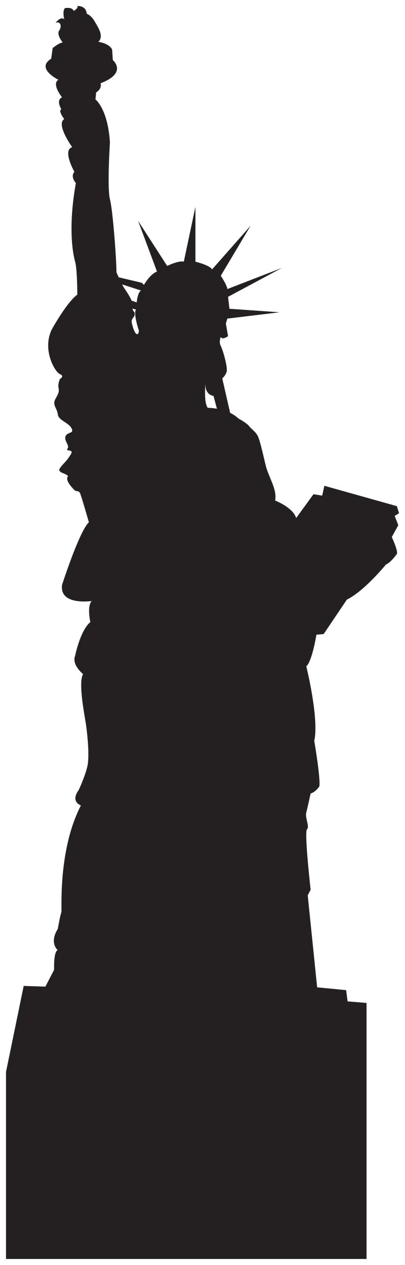 Silhouette of Statue of Liberty Iconic Landmark Clipart Vector Design