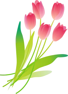 Soft Pink Tulip Blossoms Dancing in Delicate Watercolor Clipart Style