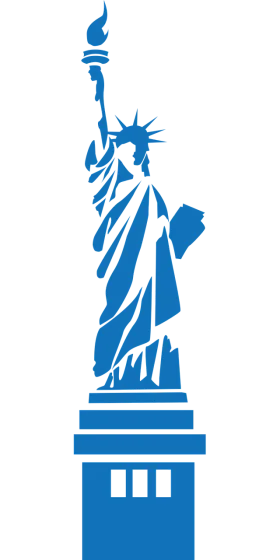 Stylized Blue Monochrome Statue of Liberty Clipart Symbolizing Freedom