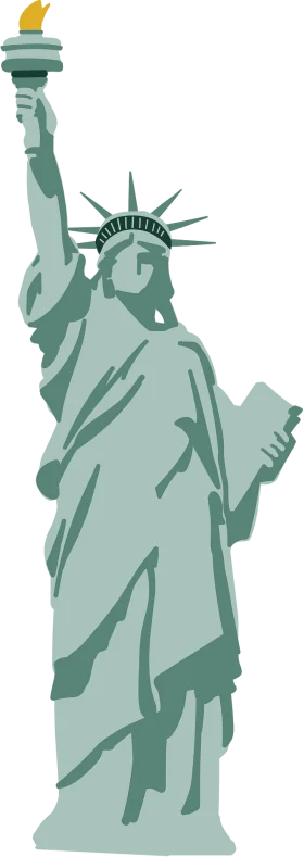 Stylized Statue of Liberty Clipart - Iconic American Symbol in Muted Green