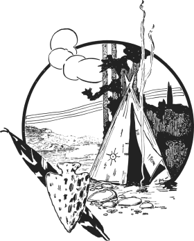 Vintage Western Cowboy Campsite Silhouette Clipart Illustration of Frontier Life